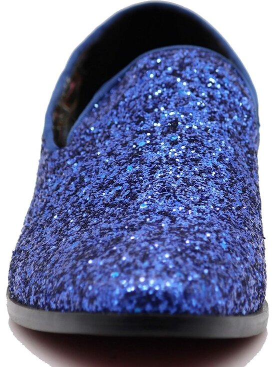 Men\'s Royal Blue Vintage Glitter Loafer Slip On Tuxedo Dress Party Classic Shoes main image 4